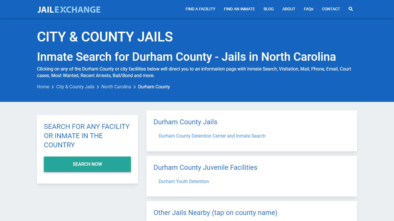 Inmate Search for Durham County | Jails in North Carolina - Jail Exchange
